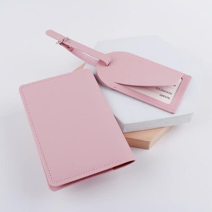 Belsmi Passport and Luggage Tags Set Travel Suitcase Tag (Style 1 - Pink)