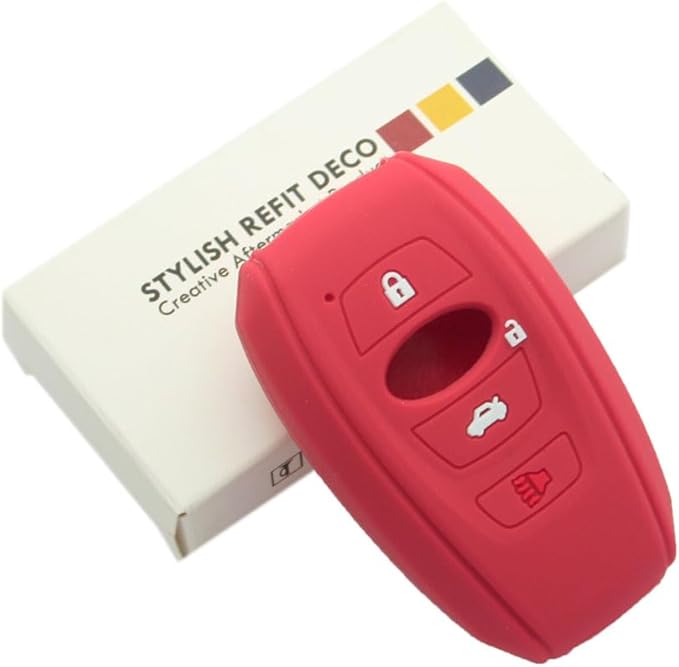 SEGADEN Silicone Cover Protector Case Holder Skin Jacket Compatible with Subaru 4 Button Smart Remote Key Fob CV4255 FireBrick