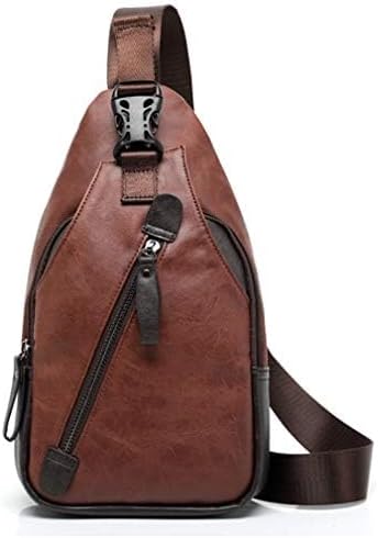 Hebetag Leather Sling Bag Crossbody Backpack for Men Women Travel Outdoor Camping