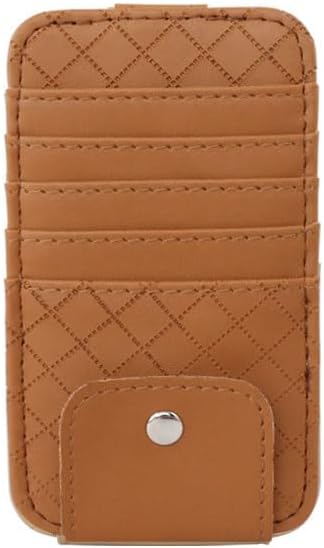 Car Sun Visor Leather Organizer Pocket - Card & Glasses Holder, Stylish Interior Accessory (Brown)