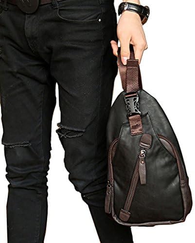 Hebetag Leather Sling Bag Crossbody Backpack for Men Women Travel Outdoor Camping