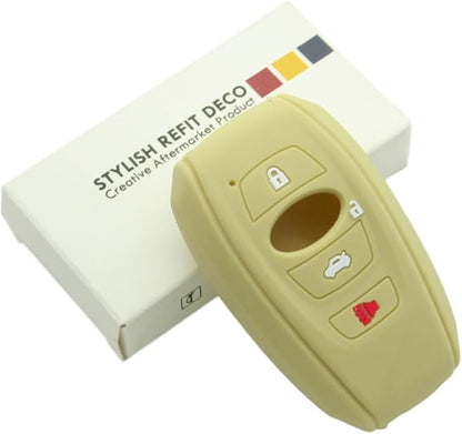 SEGADEN Silicone Cover Protector Case Holder Skin Jacket Compatible with Subaru 4 Button Smart Remote Key Fob CV4255 Dark Khaki