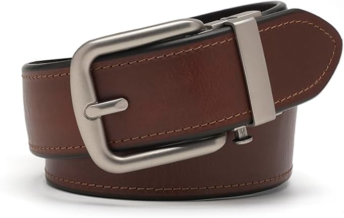 Fabio Valenti Men's Genuine Leather Ratchet Dress Belt with Automatic Buckle, Adjustiable Sizes, Handmade, All leather Strap