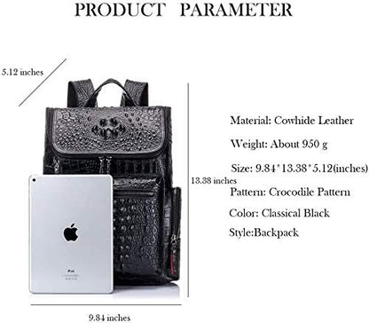 boshiho Real Leather Laptop Backpack Fashion Travel Bag Daypack for Men, Crocodile Pattern (S)