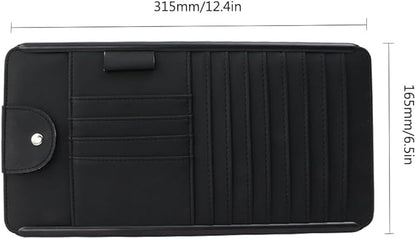Car Sun Visor Pocket Organizer, Car CD/DVD Holder Storage Case, Multi-Pocket Visor Organizer Storage Pouch, Glasses Clip Storage Bag, Auto Interior Accessories Pockets Organizer (Black)