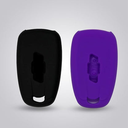 Autobase Silicone Key Fob Cover for Chevy Malibu Camaro Trax Traverse Trailblazer Sonic Cruze Blazer Volt Equinox Spark | Car Accessory for Chevrolet | Key Protection Case 2 Pcs (Black & Purple)