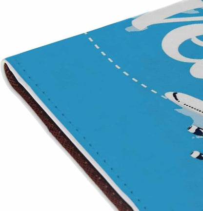 Around the World Passport Holder for Travel Airplane Flying over Map World PU Leather Passport Cover Wallet Cute Passport Card Holder for Women and Men