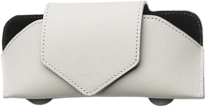 Sunglass Holder for Car Visor, Leather Vehicle Eyeglass Sun Visor Hanger Case with Hidden Magnetic Closure, Automotive Glasses Storage Organizer, Universal for SUV RV Truck (Gray)