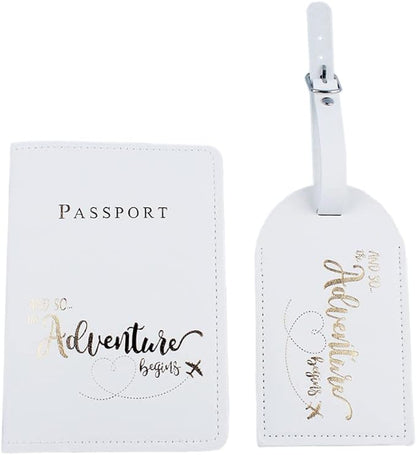 Belsmi Passport and Luggage Tags Set Travel Suitcase Tag (Style 1 - White)