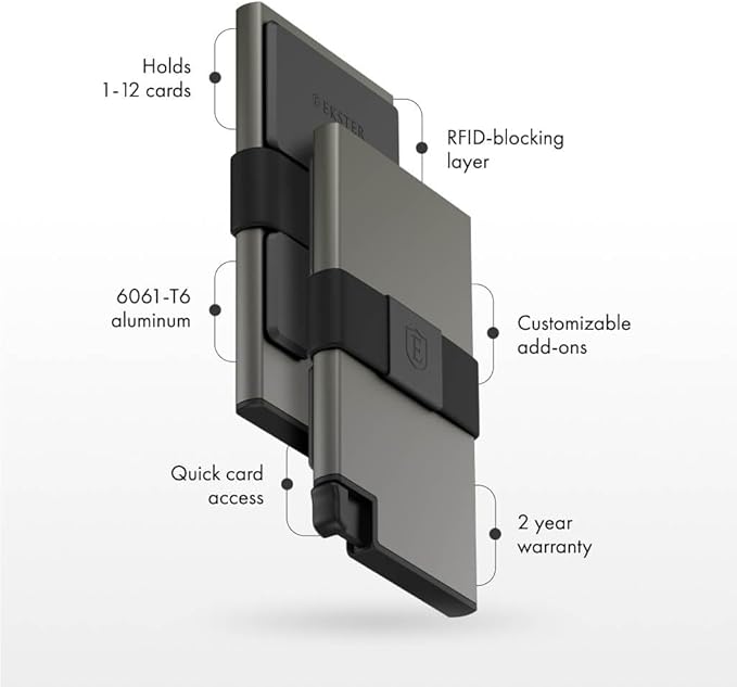 Ekster Aluminum Cardholder Wallet for Men | Metal Wallets with RFID Blocking Layer | Slim & Minimalist Aluminum Wallet with Push Button for Quick Card Access