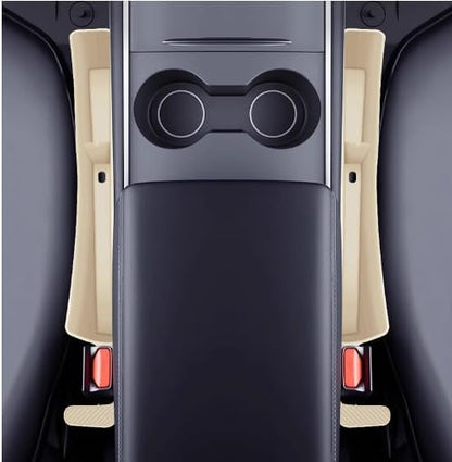 Car Seat Gap Filler Organizer 2 Pack, Gap Filler Organizer For Car, Between Seats And The Console To Stop The Small Items From Dropping (Beige)