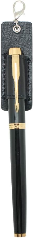 Genuine Leather Pen Holder, 2 Pack Boshiho Pen Pencil Holders for Badge Holder or Neck Lanyard (Black 2)