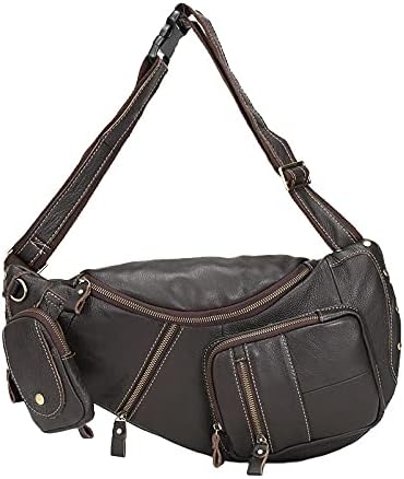 Leather Sling Bag Crossbody Backpack for Men Women Travel Outdoor Sports Hunting Hiking Large Capacity Cool Shoulder Chest Pack Bags Daypack