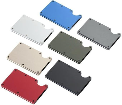 Leatherboss Wallet for Men RFID Blocking Minimalist Metal Card Holder with Money Clip Holds Credit Cards and Cash (Blue)