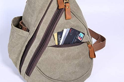 Sling Bag Crossbody Backpack Shoulder Casual Daypacks Rucksack for Men&Women Outdoor Cycling Hiking Travel Army Green
