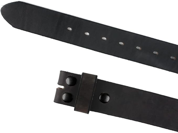 NPET Men's Full Grain Leather Belt Vintage Distressed Style with Snap-On Strap 1 1/2" Wide without Buckle
