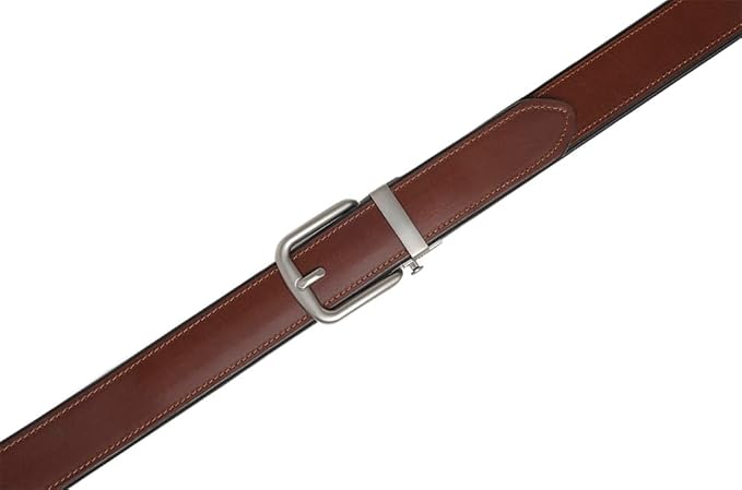 Fabio Valenti Men's Genuine Leather Ratchet Dress Belt with Automatic Buckle, Adjustiable Sizes, Handmade, All leather Strap