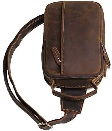 Hebetag Vintage Leather Sling Bag Handbag for Men Women Outdoor Travel Hiking Camping Shoulder Backpack