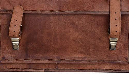 Komal's Passion Leather Briefcase for Men and Women 18 inch Handmade Leather Messenger Bag for Laptop Best Computer Satchel Distressed Bag (Single Pocket)
