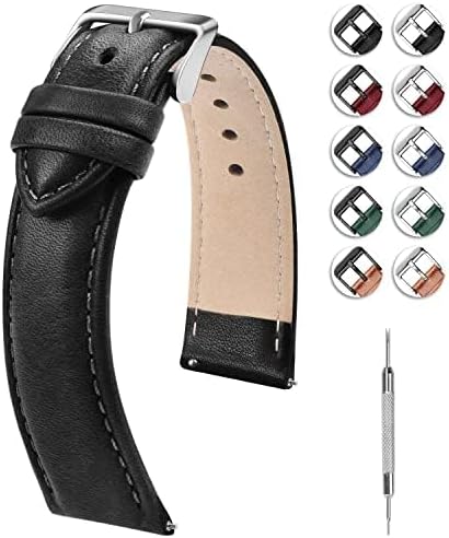 Fullmosa Watch Band, Quick Release Leather Watch Strap for Men Women, Replacement Bands Width 12mm 14mm 16mm 18mm 19mm 20mm 21mm 22mm 24mm