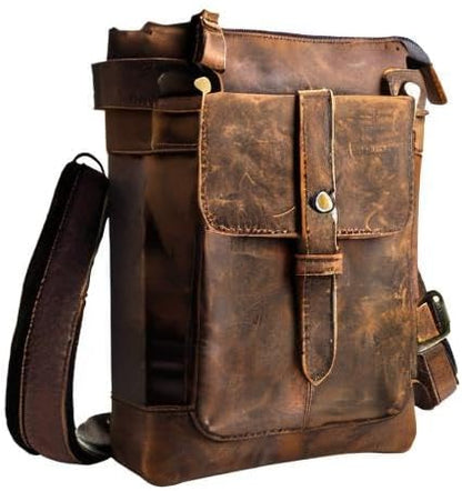 Le'aokuu Mens Genuine Leather Fanny Small Messenger Shoulder Satchel Waist Bag Pack 8711