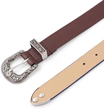INOGIH Adjustable-Vintage-Western-Cowboy-Belt Women Men - Cowboy-Style Engraved-Buckle Belt for Jeans Pants Dresses