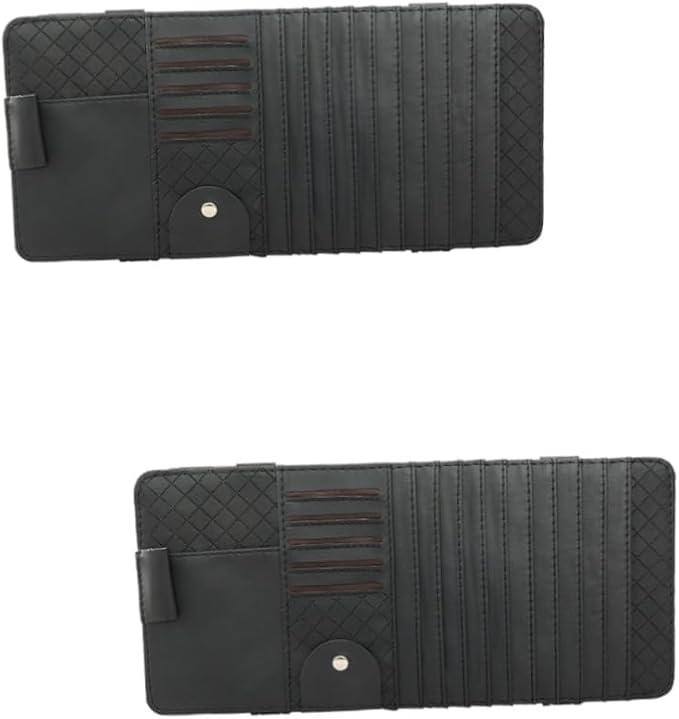 SHERCHPRY 2pcs Sun Visor Storage Bag Vehicle Storage Bag Cd Holder Car Visor Organizer Leather Organizer