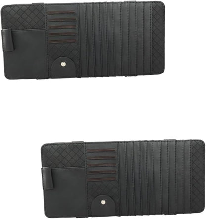 SHERCHPRY 2pcs Sun Visor Storage Bag Vehicle Storage Bag Cd Holder Car Visor Organizer Leather Organizer