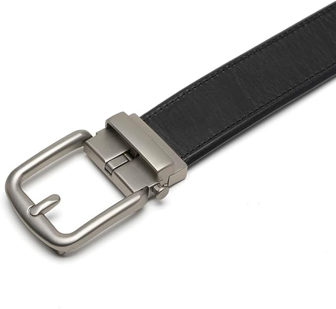 Fabio Valenti Men's Genuine Leather Ratchet Dress Belt with Automatic Buckle, Adjustiable Sizes, Handmade, All leather Strap