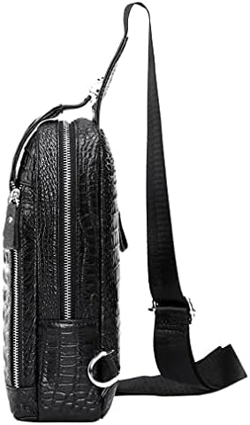Hebetag Crocodile Genuine Leather Sling Bag Backpack for Men Travel Outdoor Hunting Hiking Camping Crossbody Shoulder Chest Pack Daypack Black