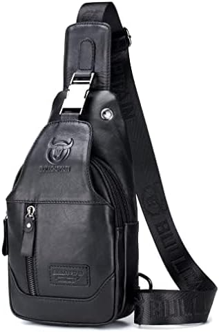 Hebetag Leather Sling Bag Crossbody Backpack for Men Women Travel Outdoor Camping