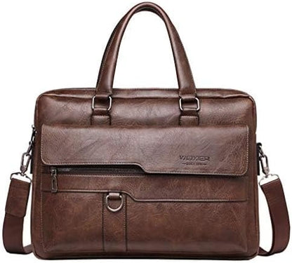 Hebetag Small Leather Sling Shoulder Bag Messenger Pack for Men Women Outdoor Travel Business