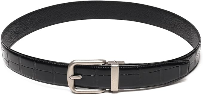 Fabio Valenti Men's Genuine Leather Ratchet Dress Belt with Automatic Buckle, Adjustiable Sizes, Handmade, All leather Strap