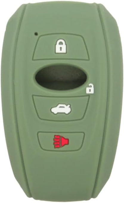 SEGADEN Silicone Cover Protector Case Holder Skin Jacket Compatible with Subaru 4 Button Smart Remote Key Fob CV4255 Feldgrau