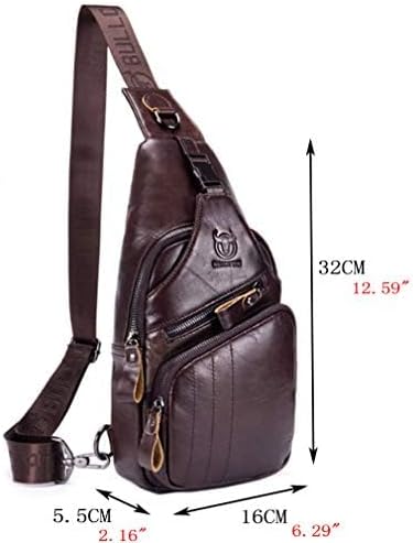 Hebetag Leather Sling Bag Crossbody Backpack for Men Women Outdoor Travel Shoulder Chest Pouch Casual Hiking Pack Casual Daypack