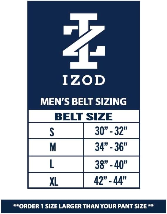 IZOD Men's Leather Belt - Feather Edge Stitching, Double Loop Strap, 1 3/8" for Work, Dress, Casual