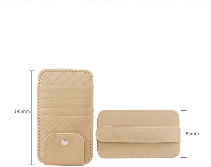 Car Sun Visor Leather Organizer Pocket - Card & Glasses Holder, Stylish Interior Accessory (Black)