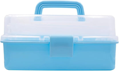 ANGELS CRAFT Clear Plastic Container 3 Layers Organizer Box - Ideal for Beads, Art Supplies, DIY Crafts, Jewelry and Small Items - 15 x 9 x 7.5”