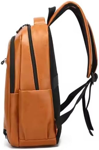 PU Leather Backpack for Men & Women - Work & College Backpack with Laptop Compartment (Brown)