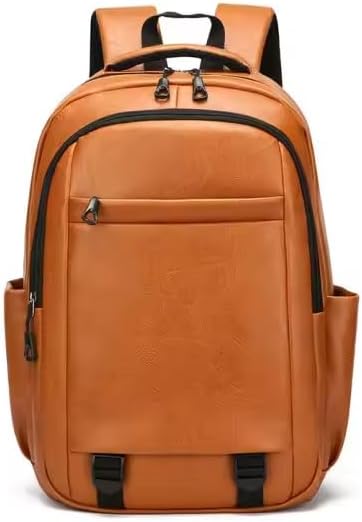 PU Leather Backpack for Men & Women - Work & College Backpack with Laptop Compartment (Brown)