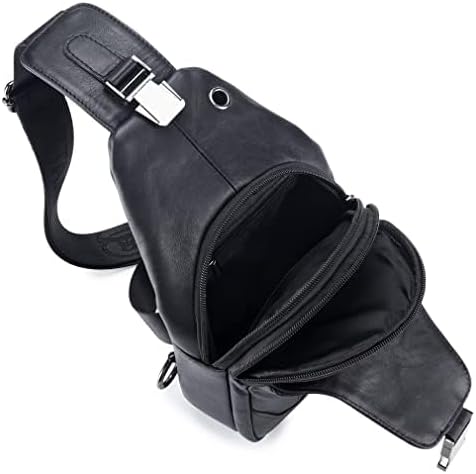 Hebetag Leather Sling Bag Crossbody Backpack for Men Women Travel Outdoor Camping