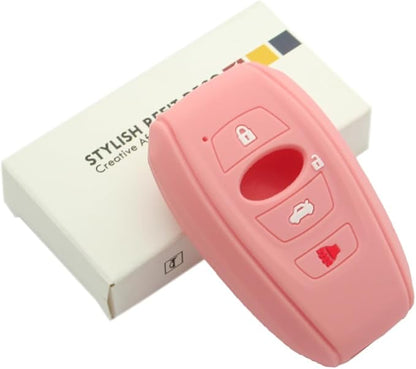 SEGADEN Silicone Cover Protector Case Holder Skin Jacket Compatible with Subaru 4 Button Smart Remote Key Fob CV4255 Light Coral