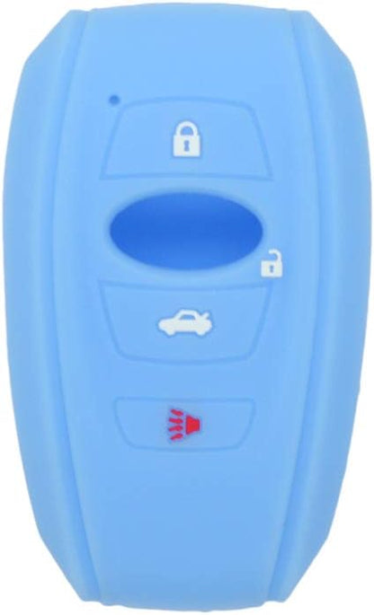 SEGADEN Silicone Cover Protector Case Holder Skin Jacket Compatible with Subaru 4 Button Smart Remote Key Fob CV4255 Light Blue
