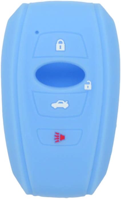 SEGADEN Silicone Cover Protector Case Holder Skin Jacket Compatible with Subaru 4 Button Smart Remote Key Fob CV4255 Light Blue