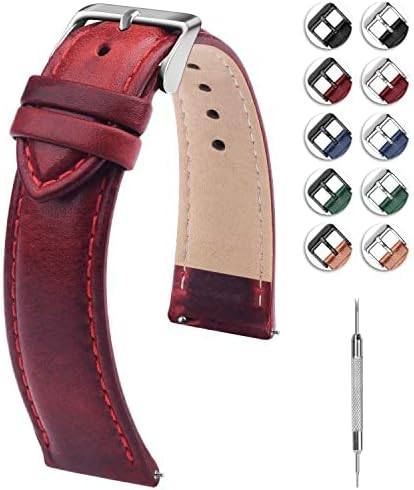 Fullmosa Watch Band, Quick Release Leather Watch Strap for Men Women, Replacement Bands Width 12mm 14mm 16mm 18mm 19mm 20mm 21mm 22mm 24mm