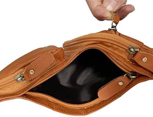 Hebetag Small Leather Sling Bag Crossbody Backpack for Men Women Travel Outdoor Sports Hiking Camping Shoulder Chest Day Pack Daypack Yellow Brown