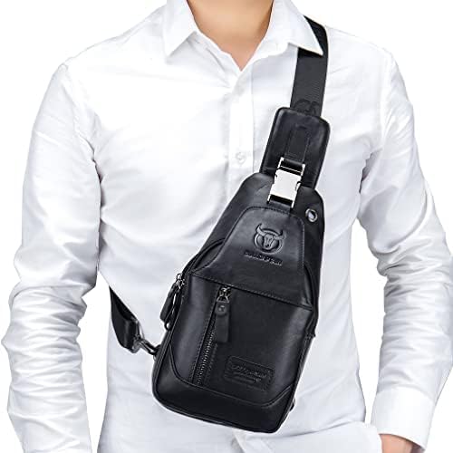 Hebetag Leather Sling Bag Crossbody Backpack for Men Women Travel Outdoor Camping