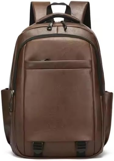 PU Leather Backpack for Men & Women - Work & College Backpack with Laptop Compartment (Chocolate)