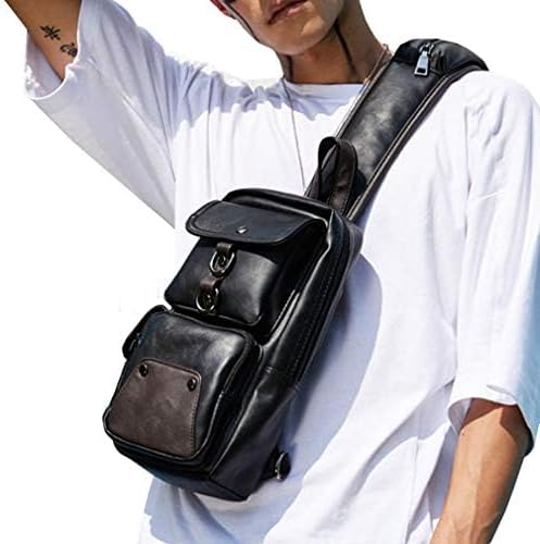 Hebetag Leather Sling Bag Crossbody Backpack for Men Women Travel Outdoor Camping