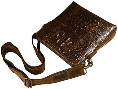 Hebetag Small Leather Sling Shoulder Bag Messenger Pack for Men Women Outdoor Travel Business
